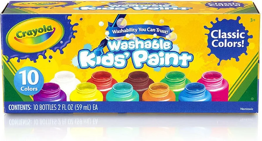 Crayola Washable Kids' Paint, Assorted Colors 10 ea, 6 Pack