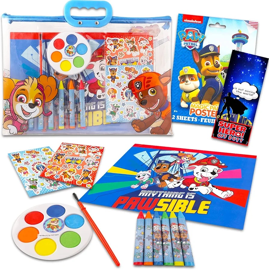 Viacom Paw Patrol Drawing and Painting Set for Kids - Paw Patrol Gift Bundle with Coloring Book, Coloring Utensils, Watercolor Paints, Stickers, and More (Paw Patrol Crafts)