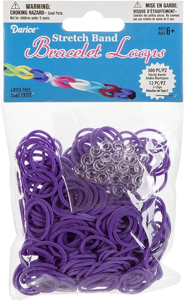 Darice 312-Piece Stretch Band Bracelet Loops and S-Clips Set, Purple