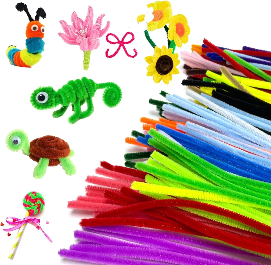 Multi Color Pipe Cleaners for Crafts Chenille Stems, Pipe Cleaners for DIY Creative Crafts, Pipe Cleaner Crafts, Art and Craft Supplies (200pcs Mix Colox)