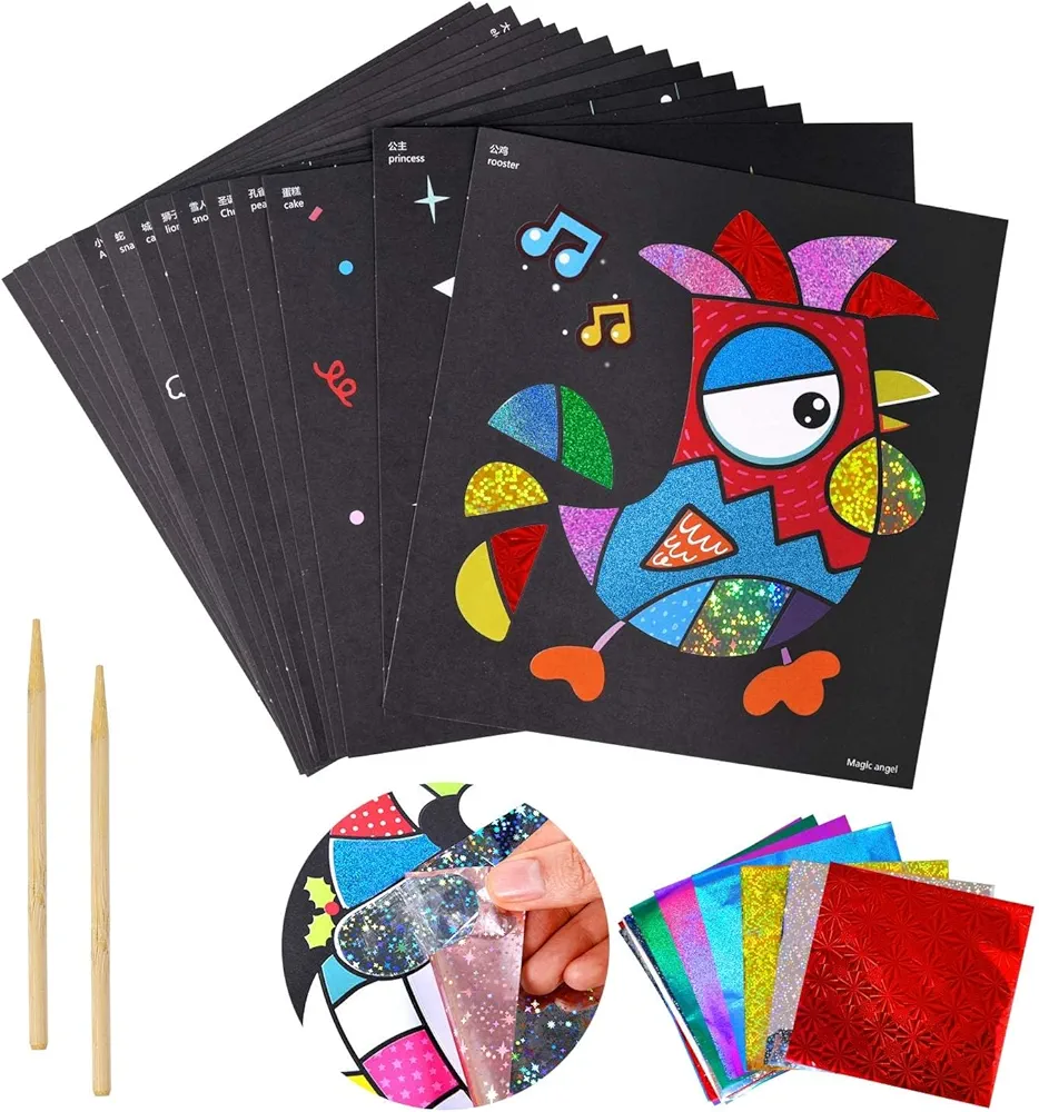 KELIZIN Arts and Crafts for Kids Activity Creative Educational Foil Art Kit Foil Fun Art Kit for Kids Mess Free Foil Sticker Art DIY Creative Painting Card for Kids, Teens & Adults