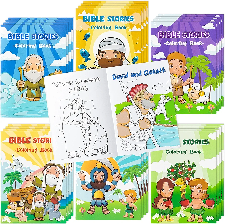 Zainpe 24Pcs Christian Bible Stories Coloring Books for Kids Bible Study Theme DIY Art Drawing Book Jesus Noah's Ark Pattern Color Booklets Party Favors Supplies Birthday Gift Goodie Bag Filler