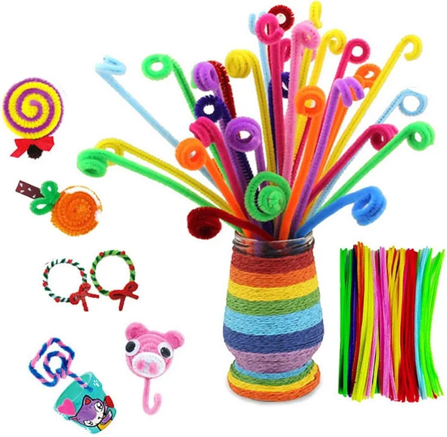 100Pcs Colorful Pipe Cleaners,10 Colors Pipe Cleaners Craft(6 mm x 12Inch),Pipe Bulk DIY Crafts Chenille Stems Creativity Pipe Cleaners for DIY Crafts Decor,Arts,Crafts and Sewing,Sculpture Supplies