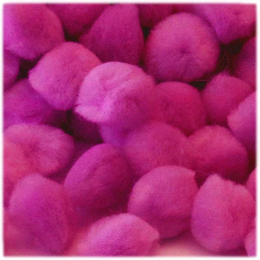 The Crafts Outlet 500-Piece Multi purpose Pom Poms, Acrylic, 51mm/about 2.0-inch, round, Neon Pink