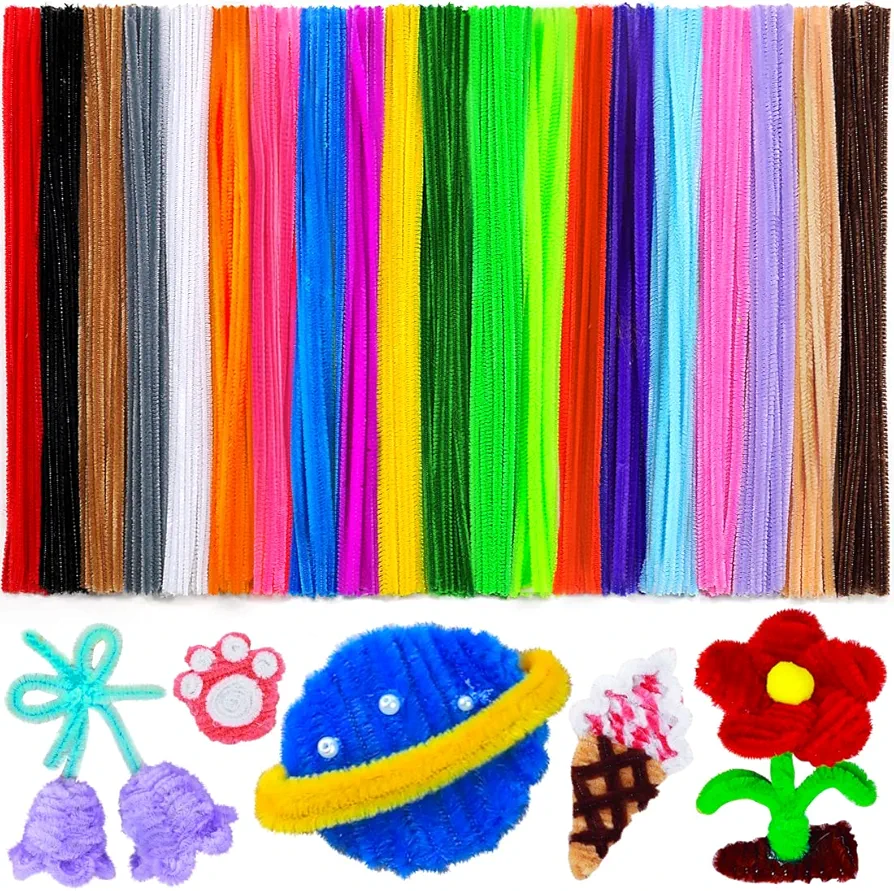 Eppingwin 200 PCS Pipe Cleaners, Multi-colored Pipe Cleaners Craft Supplies, 20 Colors Chenille Stems for DIY Arts Crafts Project(Multi Color)