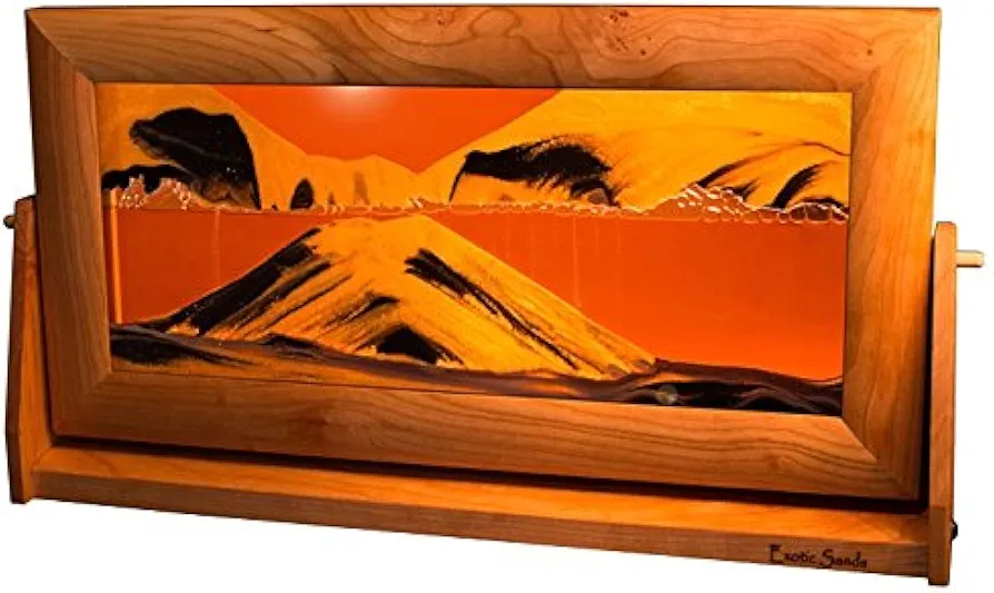 Exotic Sands USA - XL23 Sand Pictures SandScapes Desert Sand Art - X Large Cherry Wood Frame (Sunset Orange) Beautiful Sands of Time. American Crafts Handcrafted Quality