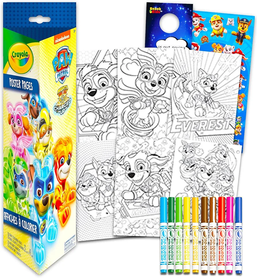 Paw Patrol Giant Coloring Poster Set - Bundle with 18 Giant Paw Patrol Color Your Own Posters Plus Washable Markers, Stickers, More | Paw Patrol Coloring Activity Set for Kids