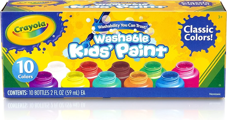 Crayola Washable Kid's Paint, Assorted Colors, Pack of 10