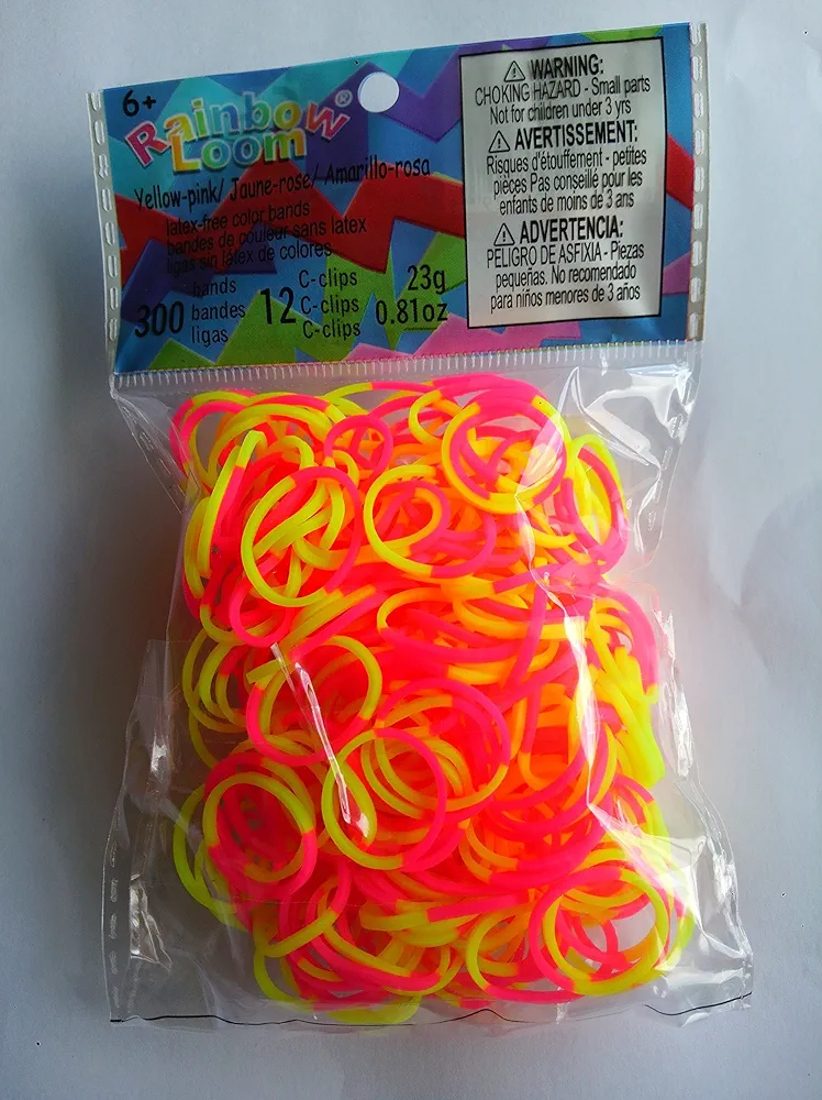 Choon's Design LLC Rainbow Loom Yellow & Pink Silicone Bands Arts & Crafts