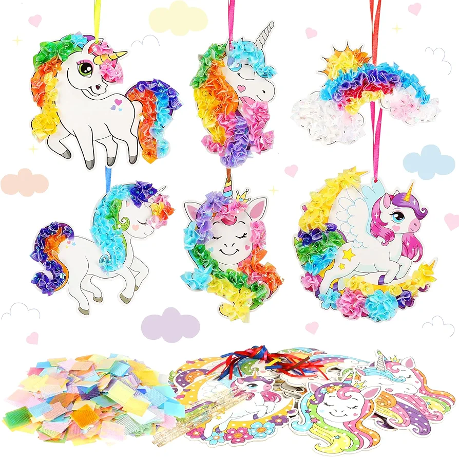 MEZOOM 12pcs Unicorns Craft Set for Kids Creative Unicorns Poke Art Toy Make Your Own Unicorns Poking Art Crafts for 4-12 Years Kids School Classroom Art Craft Activity Gift