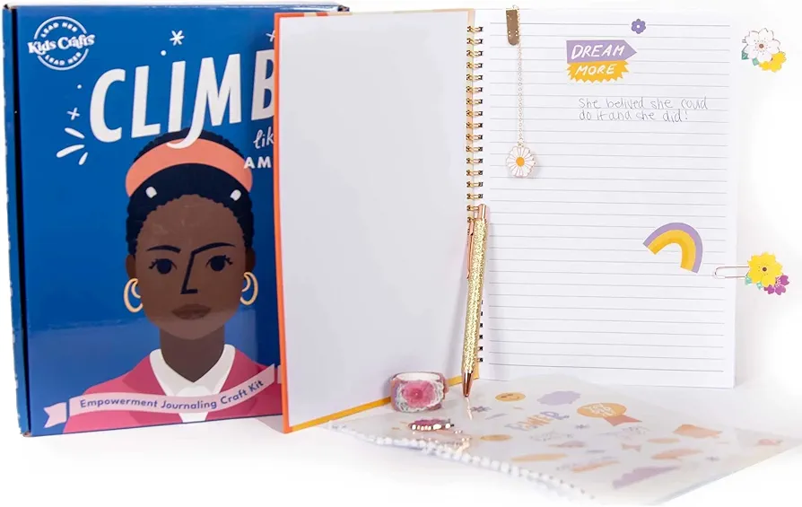 Kids Crafts Climb Like Amanda Empowerment Journaling Craft Kit - Journal for Girls Ages 8-12 | Journals for Kids | Great 10 Year Old Girl Birthday Gifts to Inspire and Motivate.