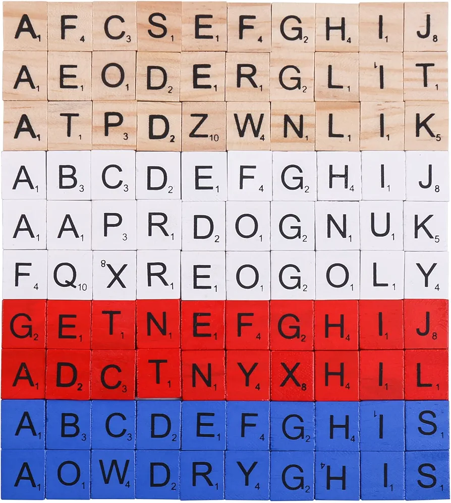 Domino & Tile Games, Wood Letter Tiles, Scrabble Letters for Crafts - DIY Wood Gift Decoration - Scrabble Crossword Game Wood Color 400 Pcs