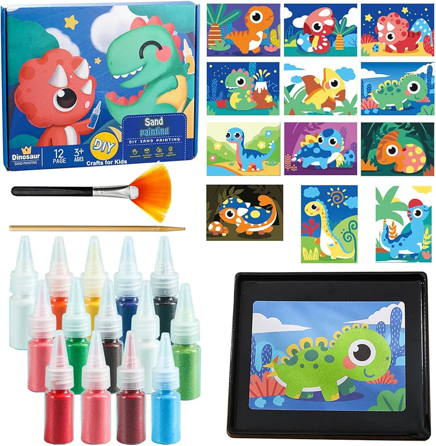 TNOONE Crafts for Girls Ages 4-8,Sand Art Kits for Kids,DIY Crafts Toys for Kids,Color Crafts Sand Art Pictures,Educational Learning Activities,Ideal Gifts for Girls Boys
