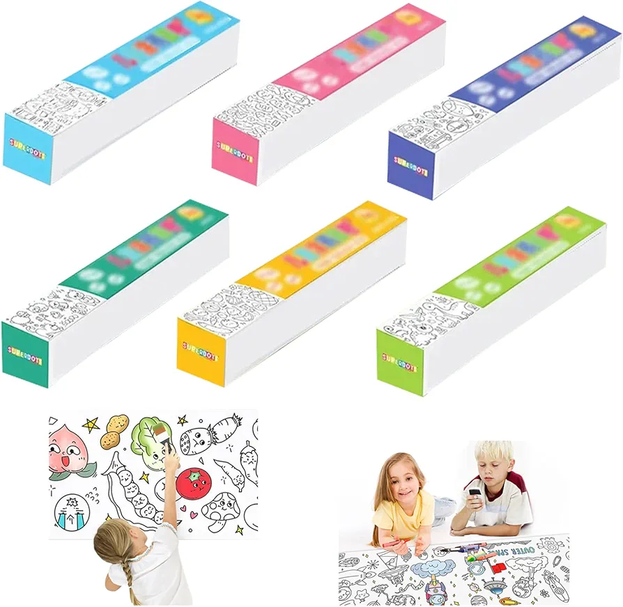 Children's Drawing Roll - YKLWORLD Coloring Paper Roll for Kids, Drawing Paper Roll DIY Painting Drawing Color Filling Paper Wall Coloring Sticker Early Educational Toy for Toddler, 120x11.8in (6PCS)