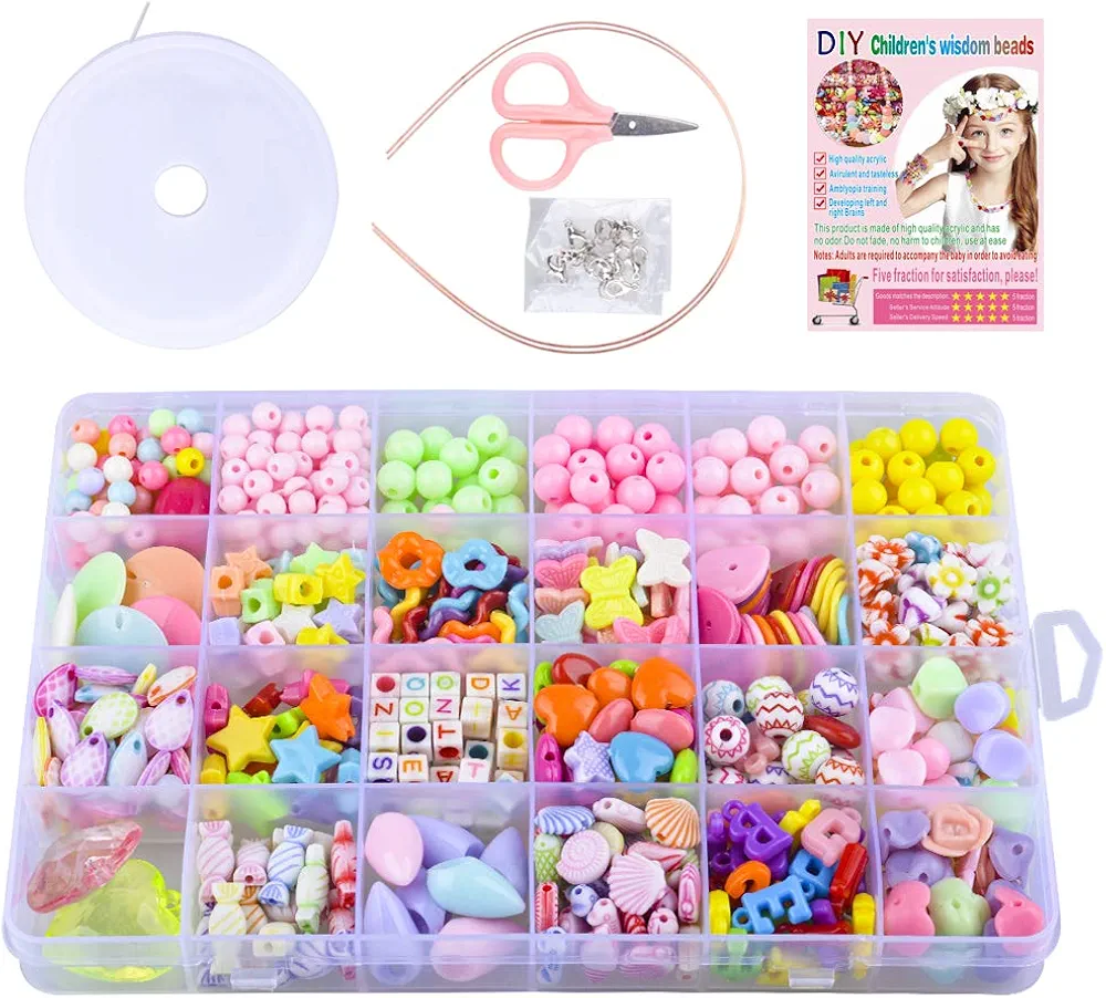 Jewellery Crafts for Kids Girls, Jewelry Making Kit Toy for 3-8 Year Old Girls Kids Crafts Set Toys Gift for 3-8 Year Old Gilrs Kid Toddlers Birthday Gift Age 3 4 5 6 7 Girls