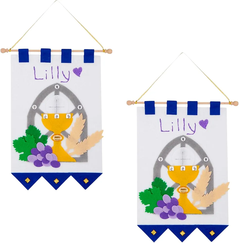 Wowser First Communion Banner Kits, Sacramental Preparation Activity, Arts and Crafts for Children, Set of 2