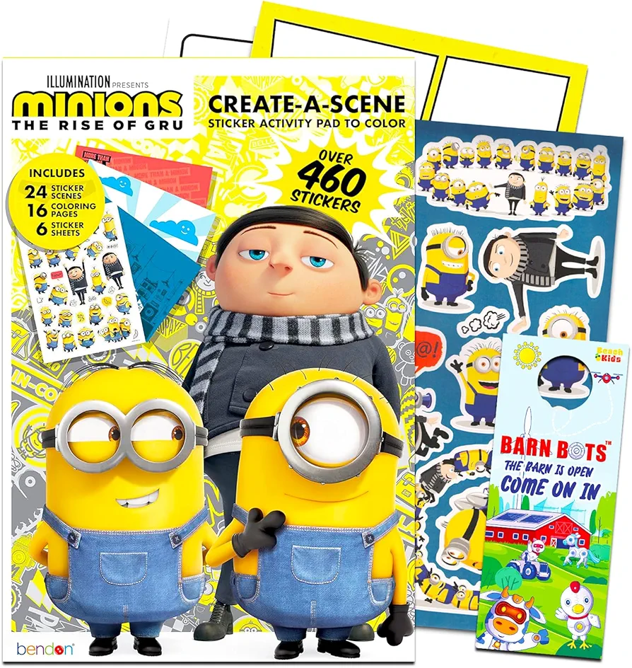 Despicable Me Minions Create a Scene Sticker Activity Book - Bundle with Despicable Me Minions Sticker Book with Coloring Pages Plus More | Minions Sticker Books for Children 3+