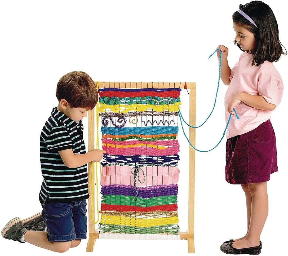 Colorations Wooden Classroom Collaborative Loom, 30 inches H x 19-1/2 inches W x 11-3/4 inches D, Assembly required, Weaving, Educational, Arts & Crafts, Work Together, Sturdy