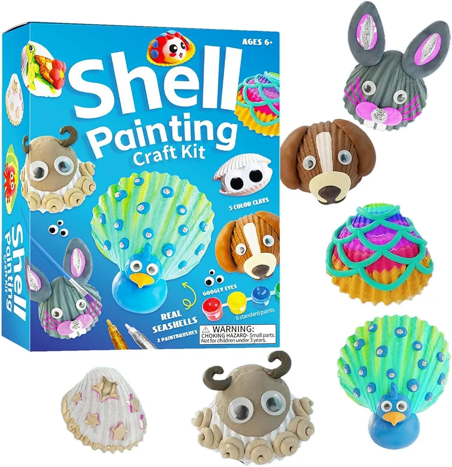 Painted Seashells - Seashell Painting Kit | Fun Beach Crafts Art Set for Ages 4-12 | Creative Shell Art and Craft Supplies