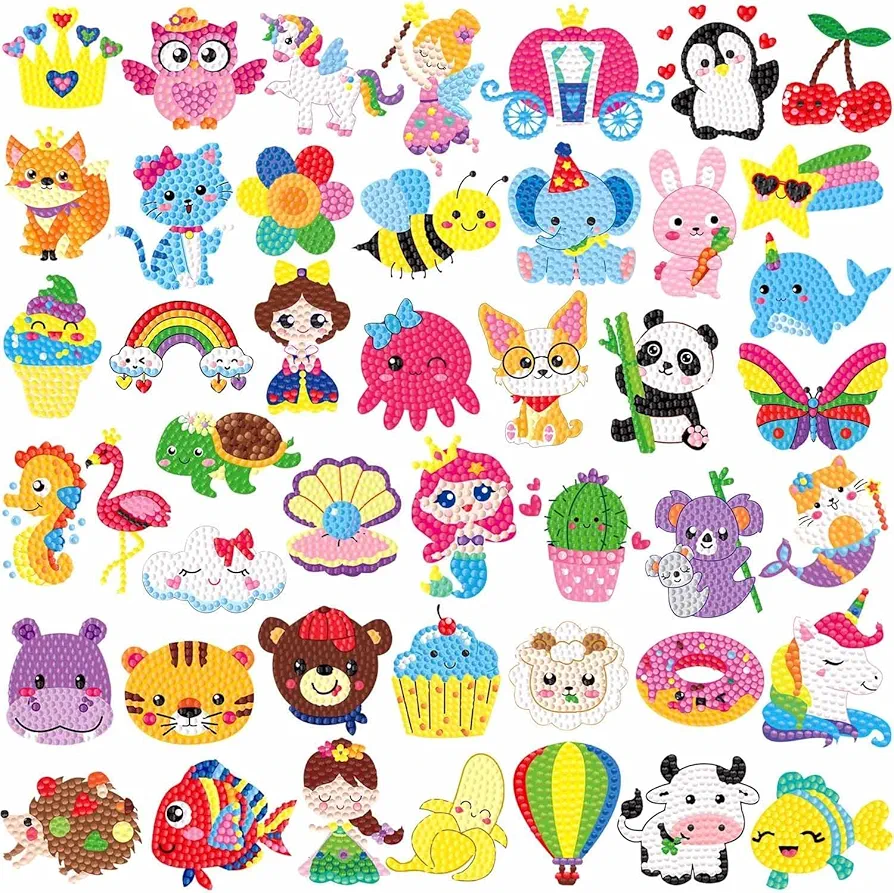 Labeol Diamond Art Stickers Kits for Kids Boys and Girls Ages 6-8 10-12 Easy to DIY Creative Mosaic Sticker Craft by Numbers Kits for Kids and Adult Beginners