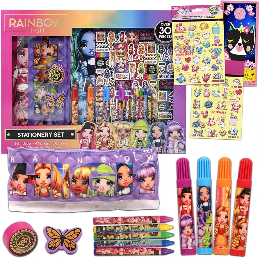 Rainbow High Art Set for Kids ~ Bundle with Rainbow Stationery Set, 400+ Stickers, and More | Coloring Activities Girls