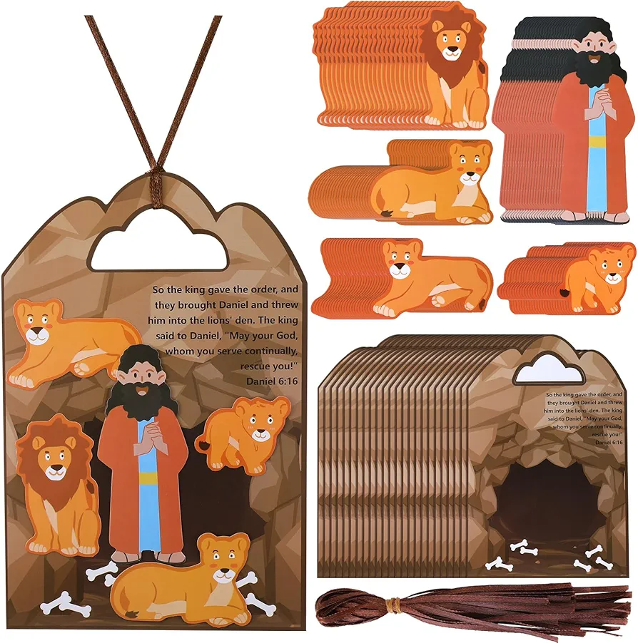 Syhood 24 Set Daniel in The Lion's Den Craft Kit, Sunday School VBS Religious Crafts Easter DIY Christian Bible Craft Kit for School Home Activities