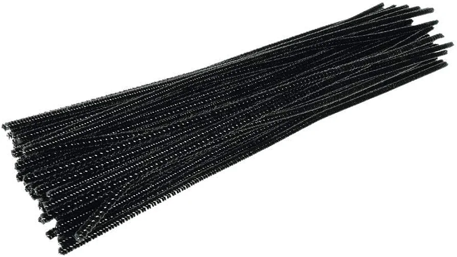 Colorations Black Chenille Stem Pipe Cleaners, Pack of 100, Arts & Crafts, Decorating, STEM, Single Color, Activities for Kids, Crafting, Straw Cleaner, DIY