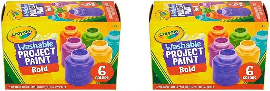 Crayola Washable Kids Paint (6ct), Paint Set for Kids, Assorted Bold Colors, Art Supplies for Kids, Kids Crafts, Nontoxic (Pack of 2)