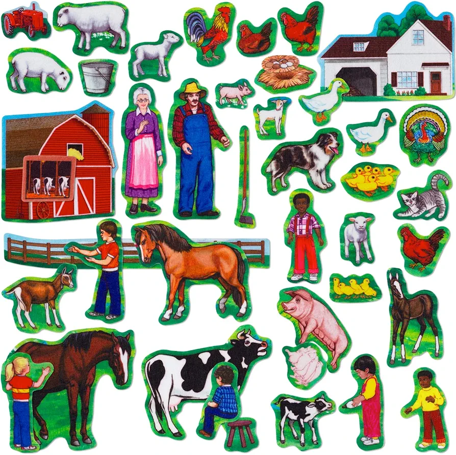 Little Folk Visuals Farm Set Precut Flannel/Felt Board Figures, 43 Pieces Set