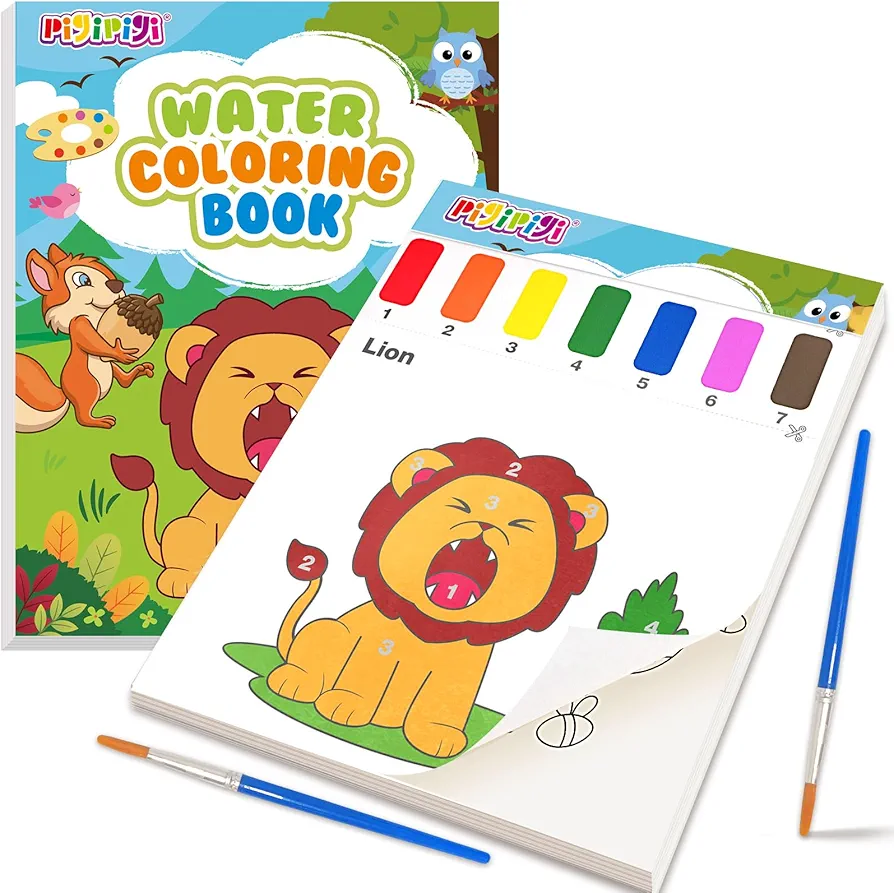pigipigi Paint with Water Coloring Books: Animal Mess Free Watercolor Painting Kit - Arts and Crafts for Kids Ages 4 5 6 7 8 Years Old - Travel Activities Christmas Toy Gifts