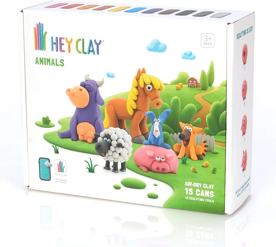 Fat Brain Toys Hey Clay Animals - Clay Kit with Interactive App for Kids & Tweens