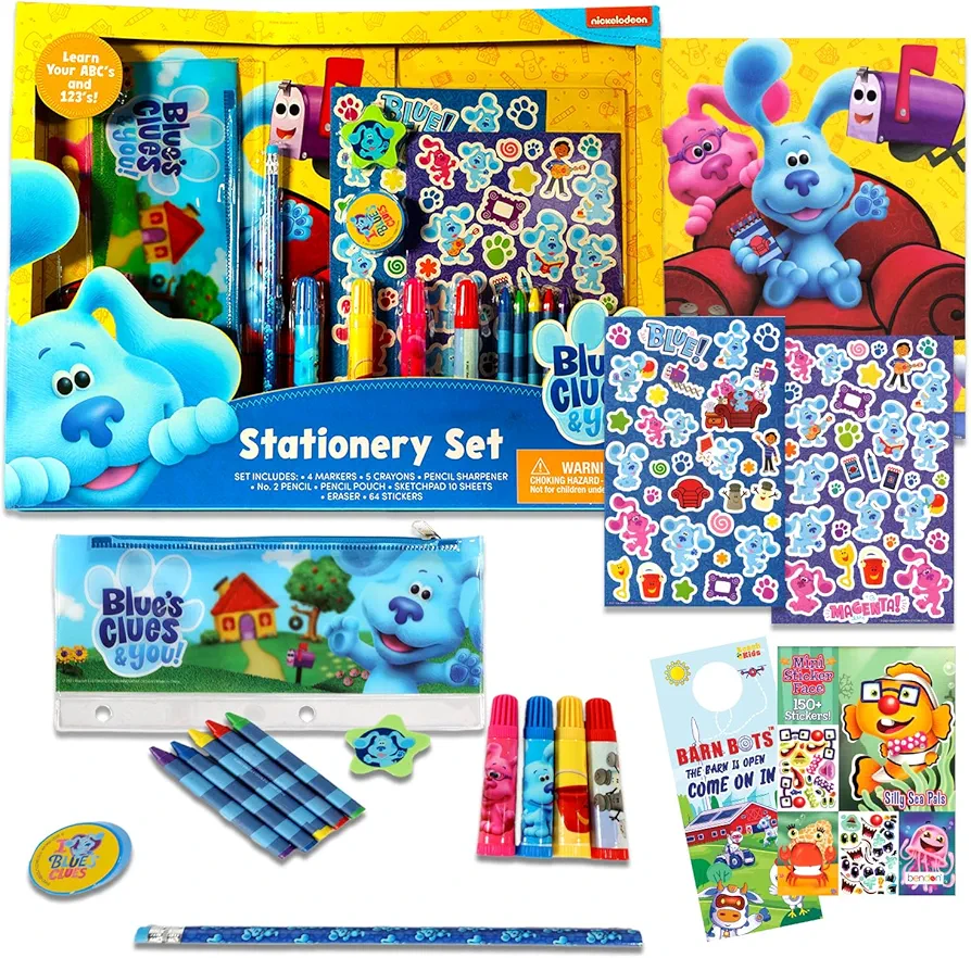 Blue's Clues Arts and Crafts - Blue's Clues Activities Bundle Includes Blue's Clues Stationery Set, Create-A-Face Sticker Book, Stickers, More | Blue's Clues Activity Set