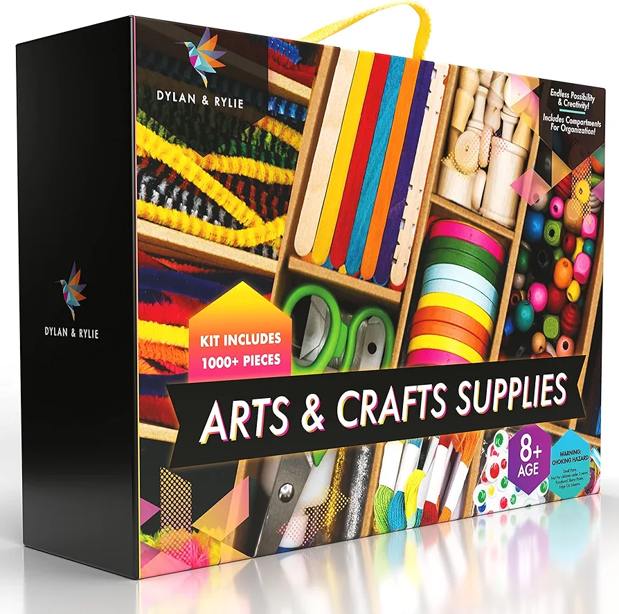 Dylan & Rylie Kids Arts & Crafts Kit - 1000+ Piece Creative Supplies Set for Ages 4-12, Ideal for Fun & Learning