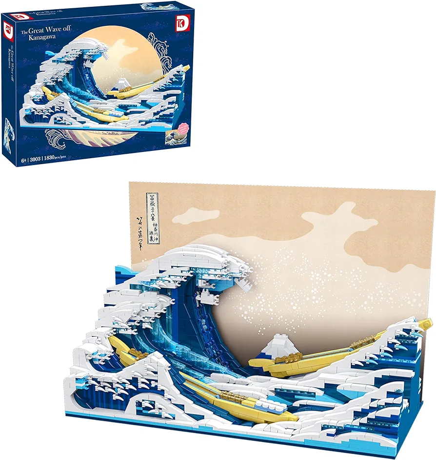 Addshiny The Great Wave Building Block Set, 3D Décor Art Craft Kit, Starry and Sky Ocean Canvas,Educational DIY Home, Office Décor, Creative Gift for Adults and Teens (1830 Pcs)