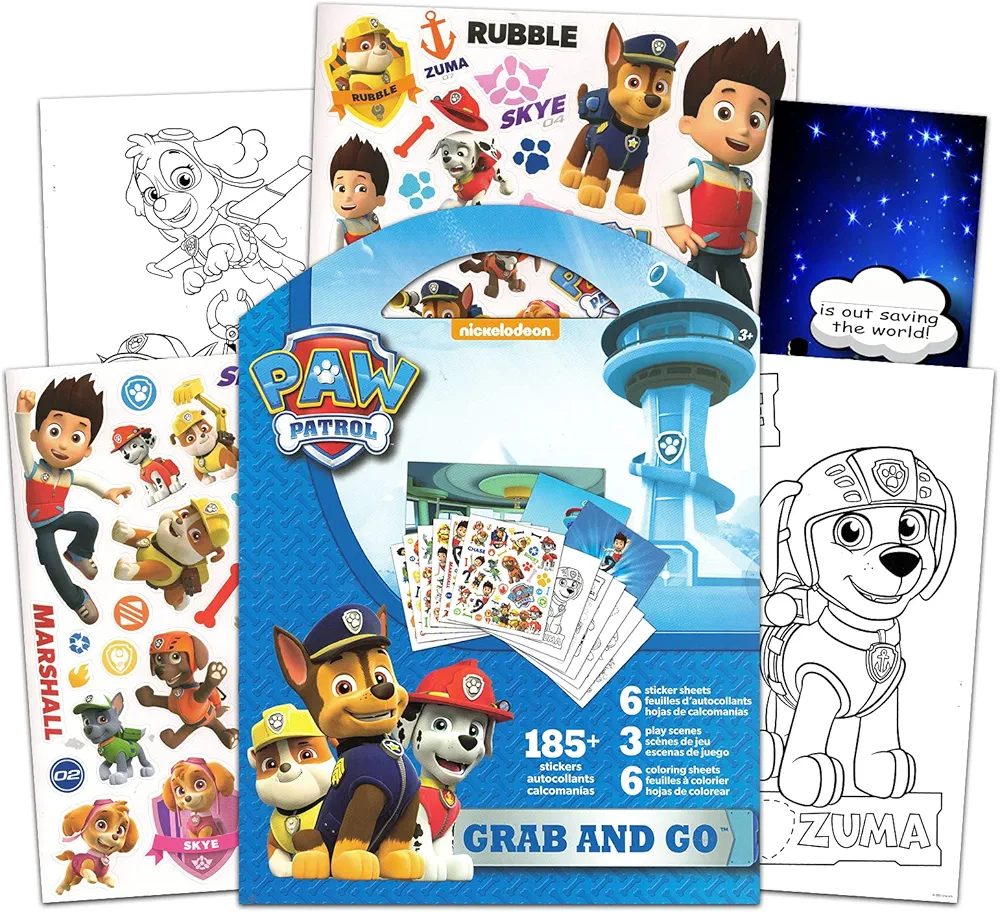 Nick Shop Paw Patrol Sticker Coloring Activity Set & Sticker Bundle ~ Favorite Characters Including Skye, Ryder, Marshall, Rubble, Rocky, and Chase| Includes Sticker Activity Book and More