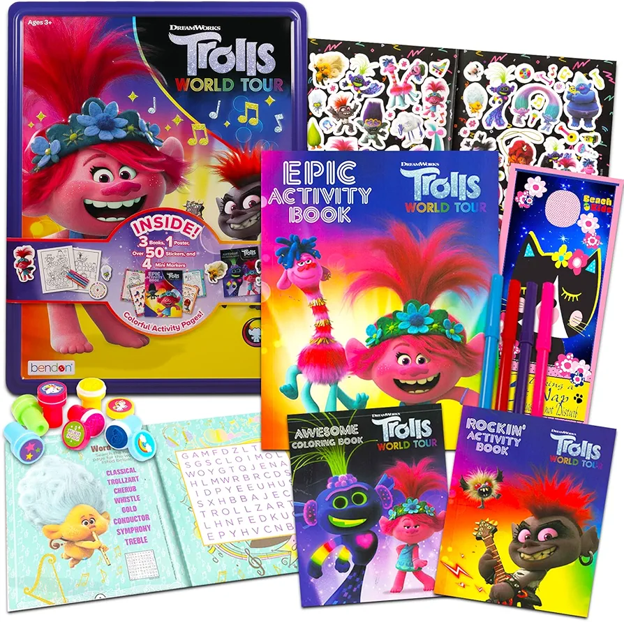 Dreamworks Shop Trolls Stationary Set for Kids ~ Art Bundle with Stationary Set Unicorn Stamps, Stickers, and More (Trolls Stationary Art Set for Girls)