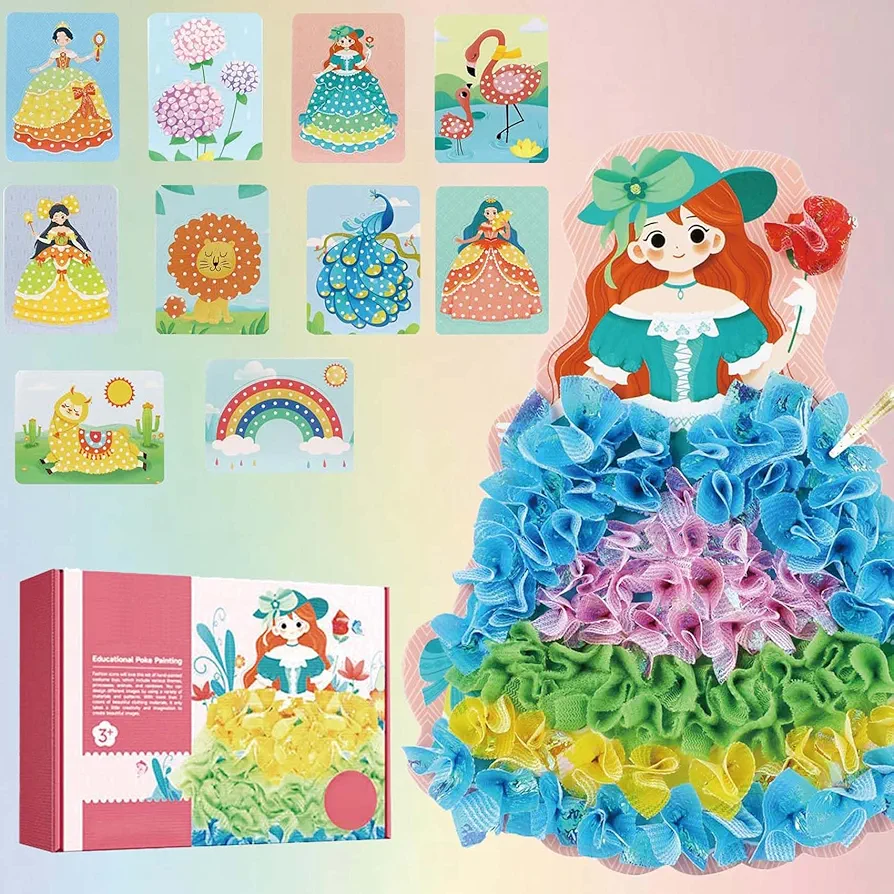 DASHENRAN Star Helio Fabric Art Frenzy, Star Helio Fabric Art, Poke Art Kits for Kids, Fabric Art Frenzy for Kids, Enchanted Fabric Art Set Crafts for Girls Ages 4-8, 6-8, 8-12, 5, 6, 7, 8, 10 (PINK)