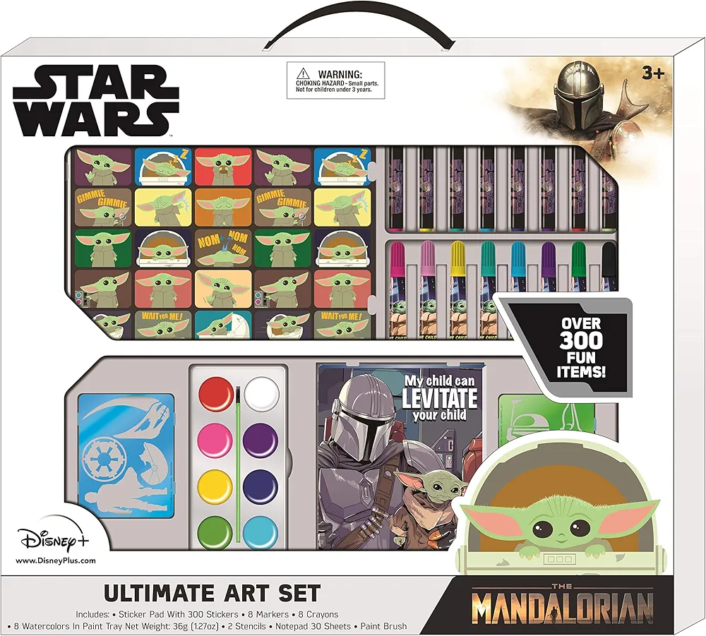 Innovative Designs Star Wars Mandalorian Baby Yoda Mega Art Set for Kids with Stickers for Painting + Coloring
