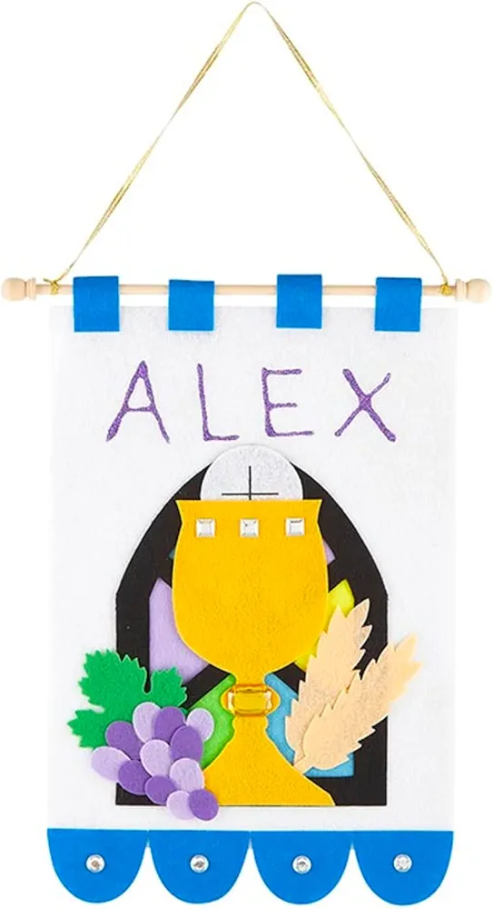 Wowser First Communion Banner Kit, Sacramental Preparation Activity, Arts and Crafts for Children