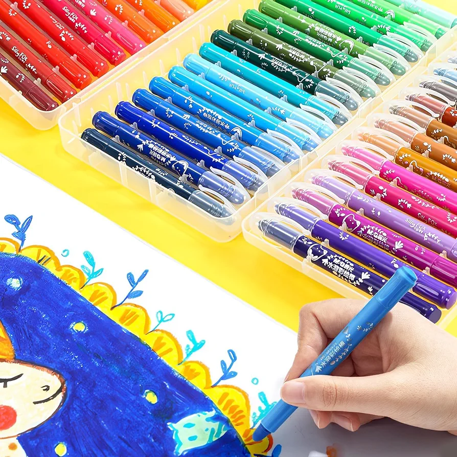 M&G 48 Pcs Paint Sticks, 48 Colors Solid Tempera Paint Set for Kids, Washable, Super Quick Drying, Works Great on Paper Wood Glass Ceramic Canvas