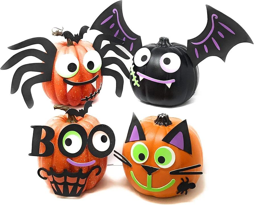 Funiverse Mega Bulk Pack 126 Piece Foam Halloween Pumpkin Decorating Craft Kit Stickers - Makes 16 Pumpkins (Pumpkins Not Included)