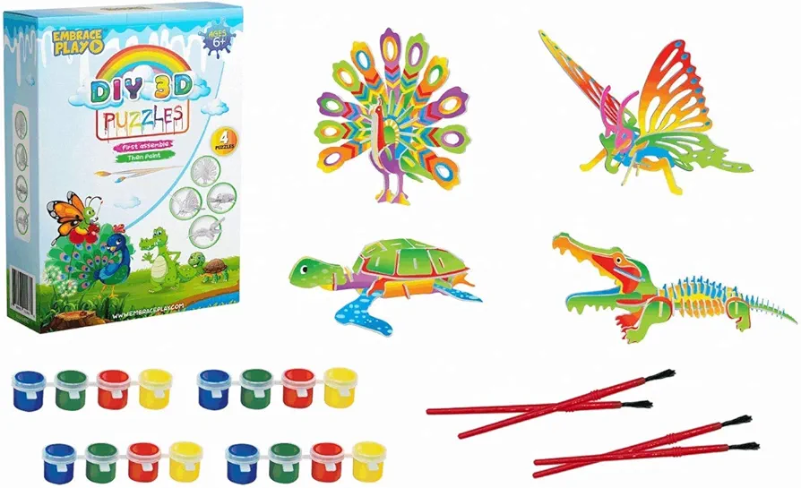 EMBRACE PLAY 3D Puzzles Set of 4| Adult Crafts | Arts and Crafts for Kids | Cool Cheap Stuff | Art Gifts | Arts and Crafts | DIY Kits for Teens - Hobby-Model-Figure-Building-Kits