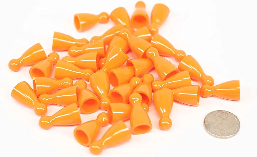 Plastic Pawns: Set of 36 Orange Color Board Game Playing Pieces (Chess & Sorry Replacement Halma Pawn Markers, Colored School Classroom Supplies, Arts & Crafts Projects, Education Components)