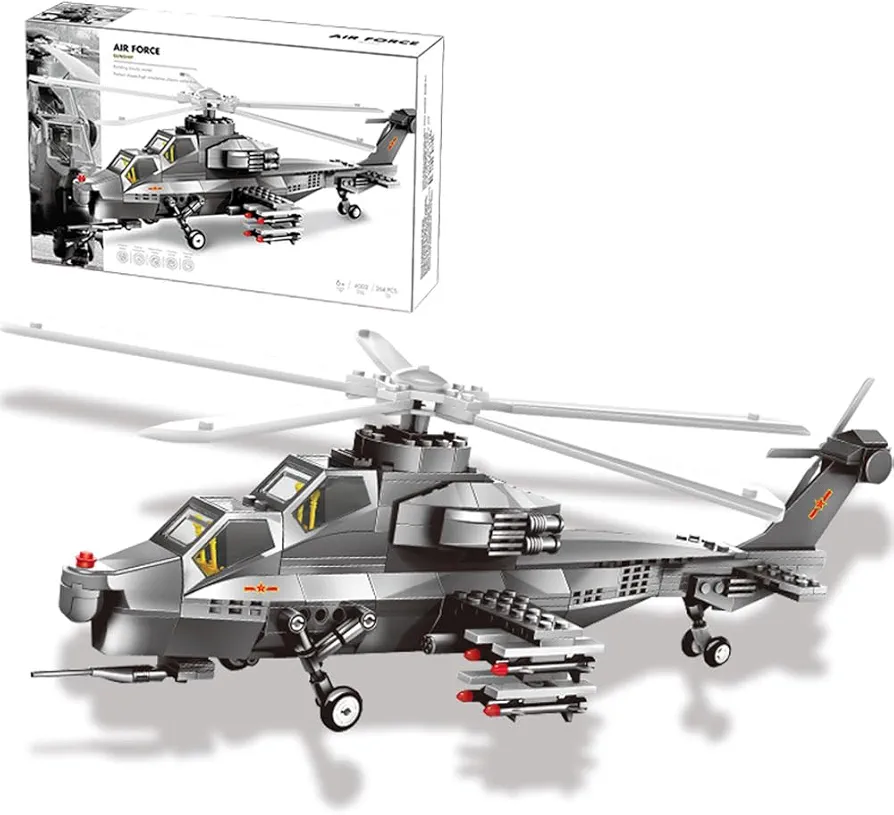 Armed Helicopter Little Birds Air Force Building Block Set,Military Fighter Air Force,WW2 Military Airplanes Model,Aircraft Plane Brick Building Set Toy Gifts for Kids and Adults,264PCS