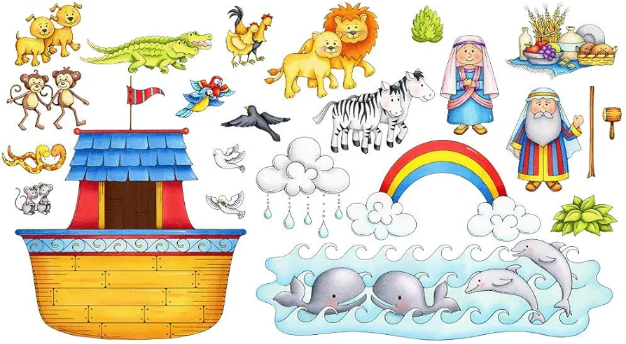 Noah's Ark Basic Felt Set for Bible Flannel Board Stories 23 Pieces Activity Pages Story Precut Figures