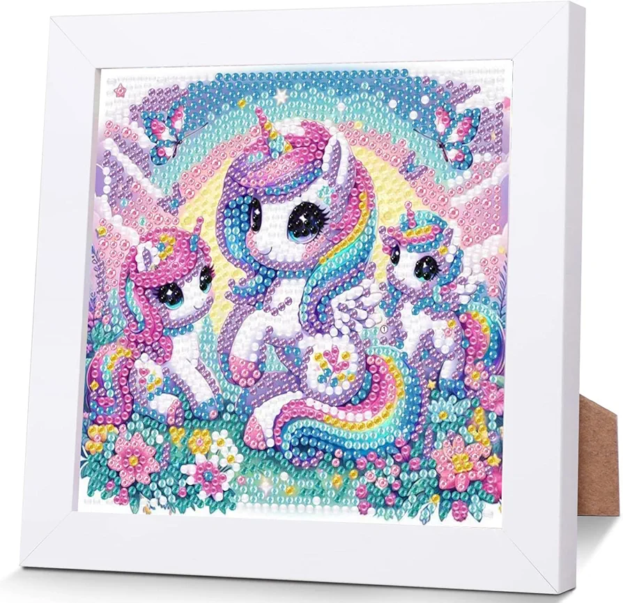 Cartoon Diamond Art Painting Kits for Kids with Frame,Cartoon Diamond Art for Kids Ages 4-8-12,Easy Kids Gem Art Kit with Beautiful Package for Gift Home Wall Decor(7x7inch)