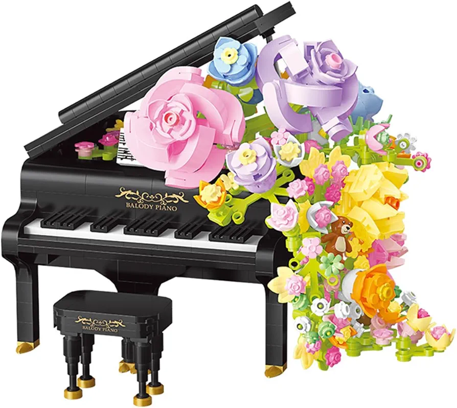 Chapter of Music-Piano Eternal Flower Musical Instrument Set DIY Sets Assembly Building Blocks Toy Botanical Collection Christmas Valentine's New Year Birthday Gift