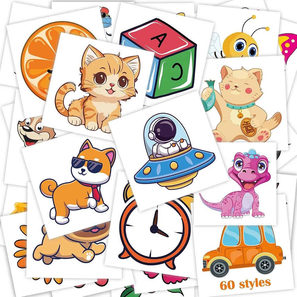 Temporary Tattoo Kids - Fake Tattoos for Kids - Stocking Stuffers for Kids - Party Favors for Kids 8-12,Christmas Crafts Gifts for 4-10 Girls Boys Birthday,Cute Cool Stuff Kit,60 Styles