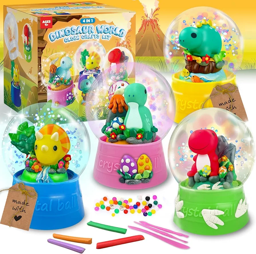 Kids Crafts Dinosaur DIY Snow Globe Kit - Arts and Crafts for Kids Ages 4-8 - Crafts for Kids Ages 8-12 Activities for Girls & Boys Ages 6 7 8 9 10 11 12 - STEM Toys Christmas Birthday Gifts