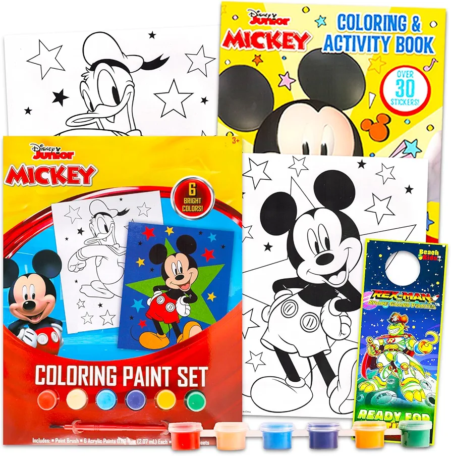 Disney Mickey Mouse Paint Posters Set - Bundle with Mickey Mouse Painting Activity Book with Coloring Pages, Stickers, and More | Mickey Mouse Coloring and Activities for Toddlers, Kids